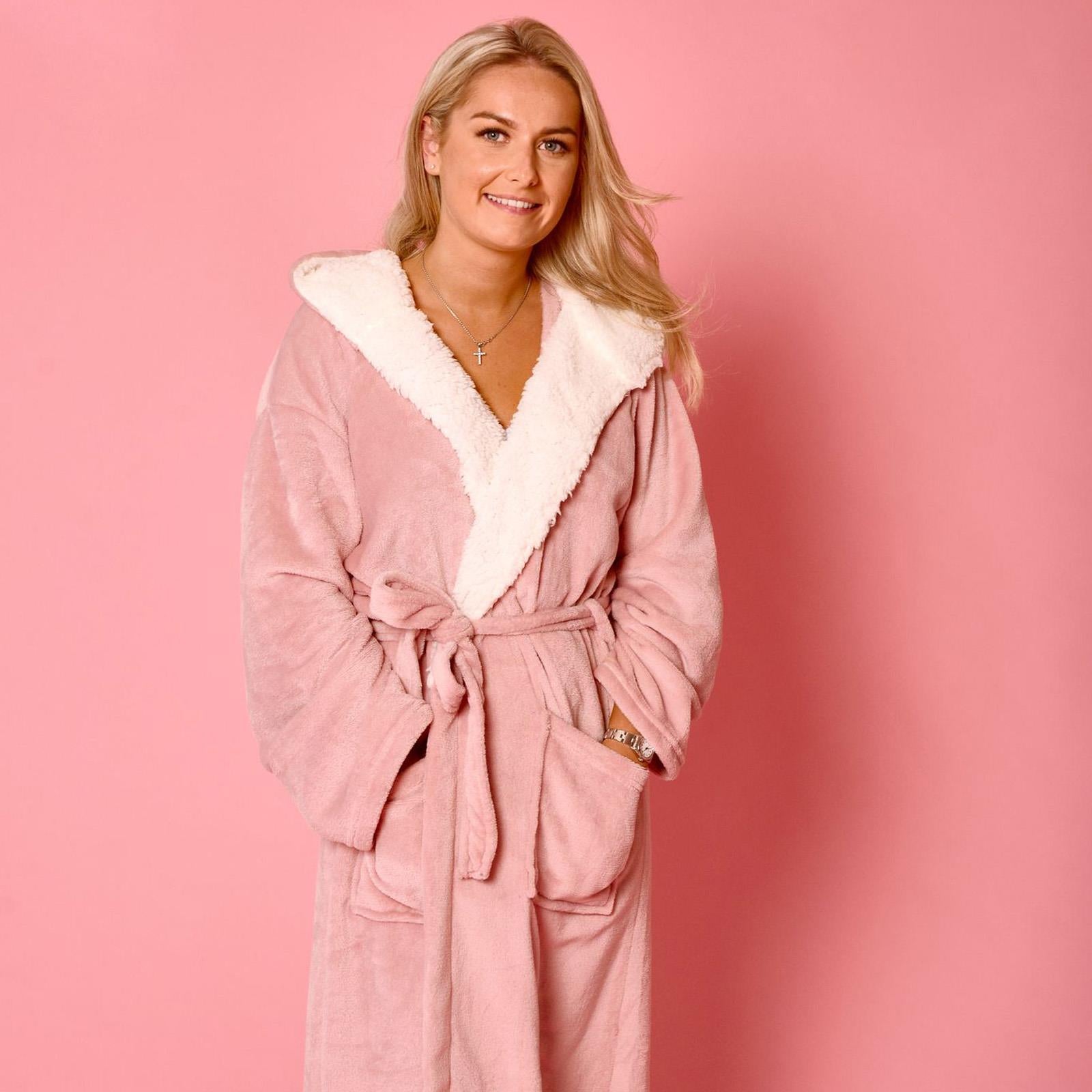OHS Flannel Dressing Gown Soft Fleece Adults Unisex Thermal Winter Bathrobe
